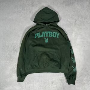 Playboy Men’s Graphic Pullover Hoodie Green - Size: L